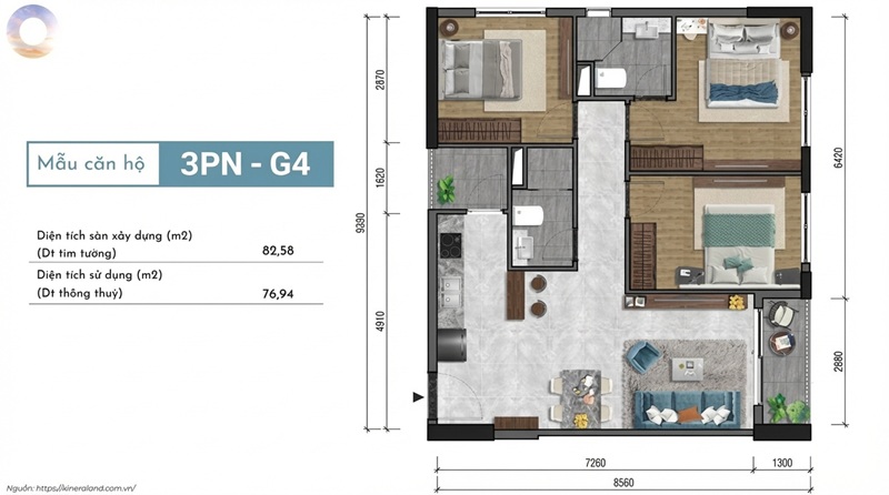 căn hộ 3 phòng ngủ one era