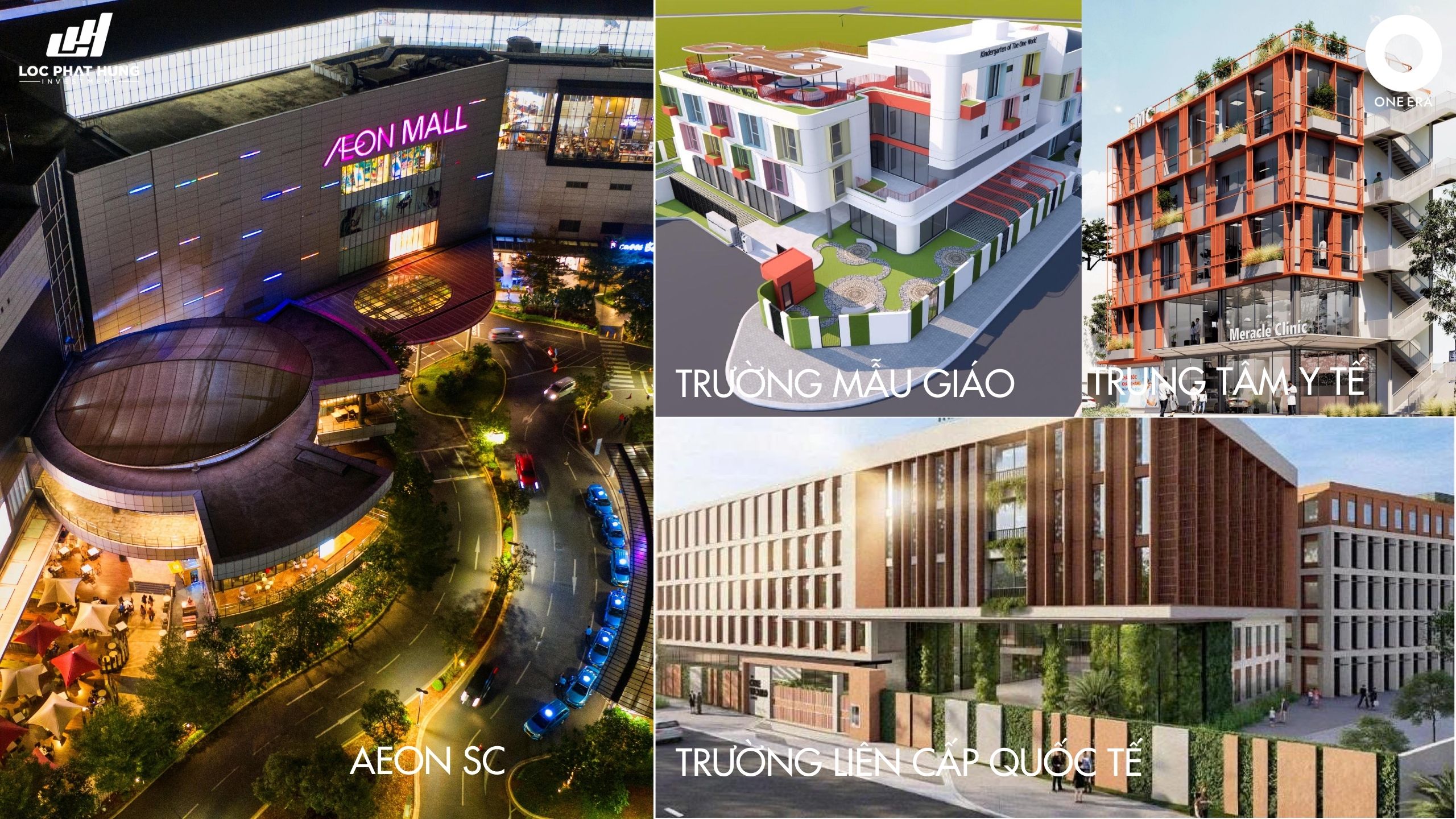 Tiện ích dự án One Era — AeonMall, trường học, y tế